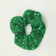 Large Green Sequin Scrunchie Hair Tie Ponytail Holder