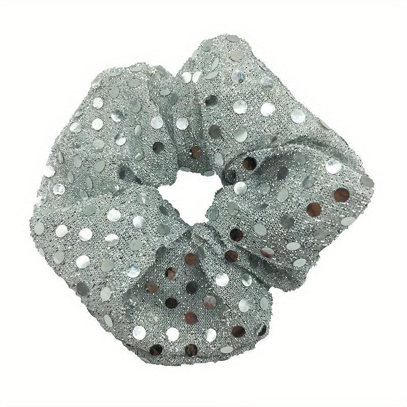 Large Green Sequin Scrunchie Hair Tie Ponytail Holder