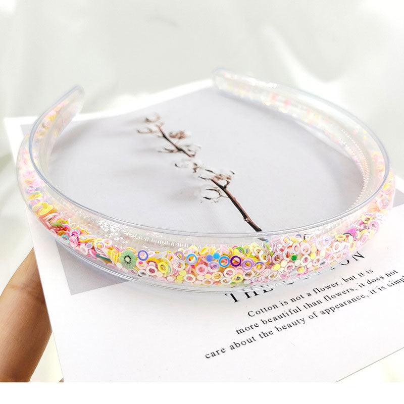 Clear Frame Headband Block Bead Decor Hair Hoop Plastic Hair Accessory