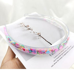 Clear Frame Headband Block Bead Decor Hair Hoop Plastic Hair Accessory