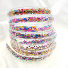 Clear Frame Headband Block Bead Decor Hair Hoop Plastic Hair Accessory