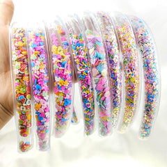 Clear Frame Headband Block Bead Decor Hair Hoop Plastic Hair Accessory