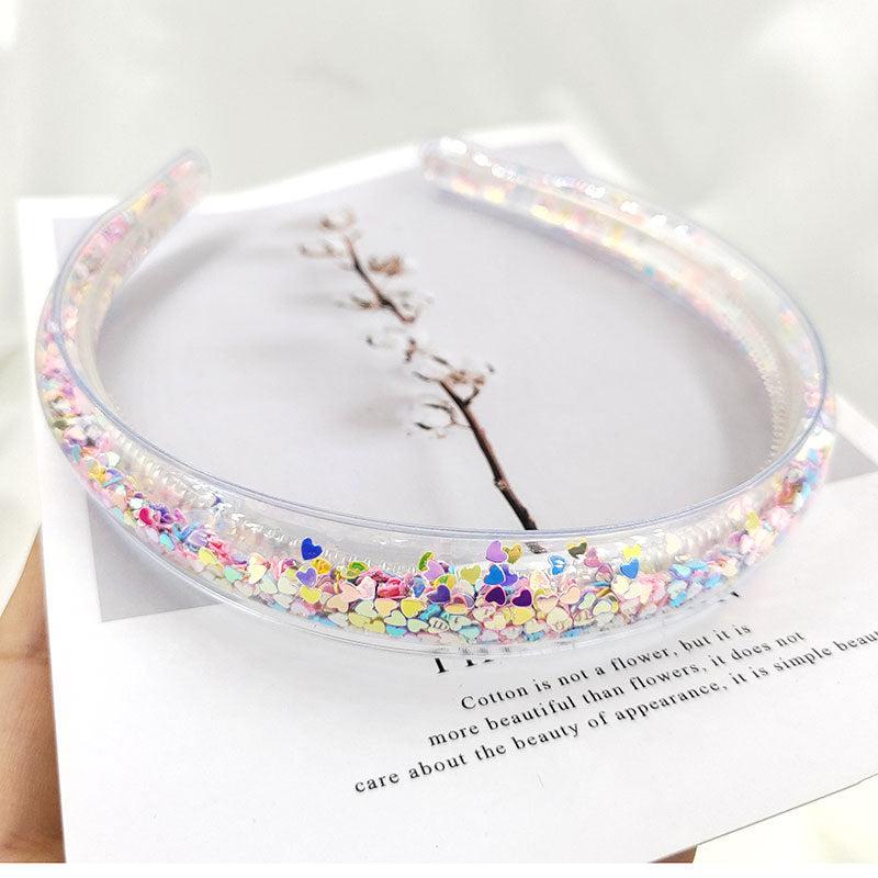 Clear Frame Headband Block Bead Decor Hair Hoop Plastic Hair Accessory