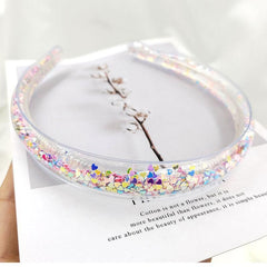Clear Frame Headband Block Bead Decor Hair Hoop Plastic Hair Accessory