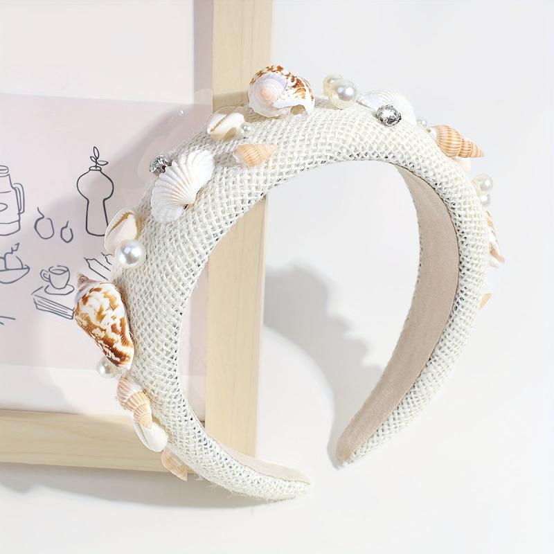 Seaside Holiday Shell Hair Hoop Sponge Headband Thicken Hair Band