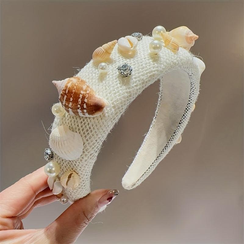 Seaside Holiday Shell Hair Hoop Sponge Headband Thicken Hair Band
