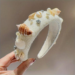 Seaside Holiday Shell Hair Hoop Sponge Headband Thicken Hair Band