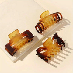 3pcs Hollow Hair Claw Nonslip Ponytail Holder