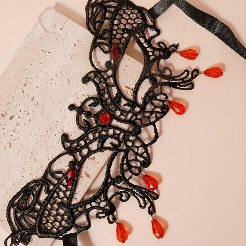 Lace Tassel Water Drop Pendant Prom Mask for Halloween Party