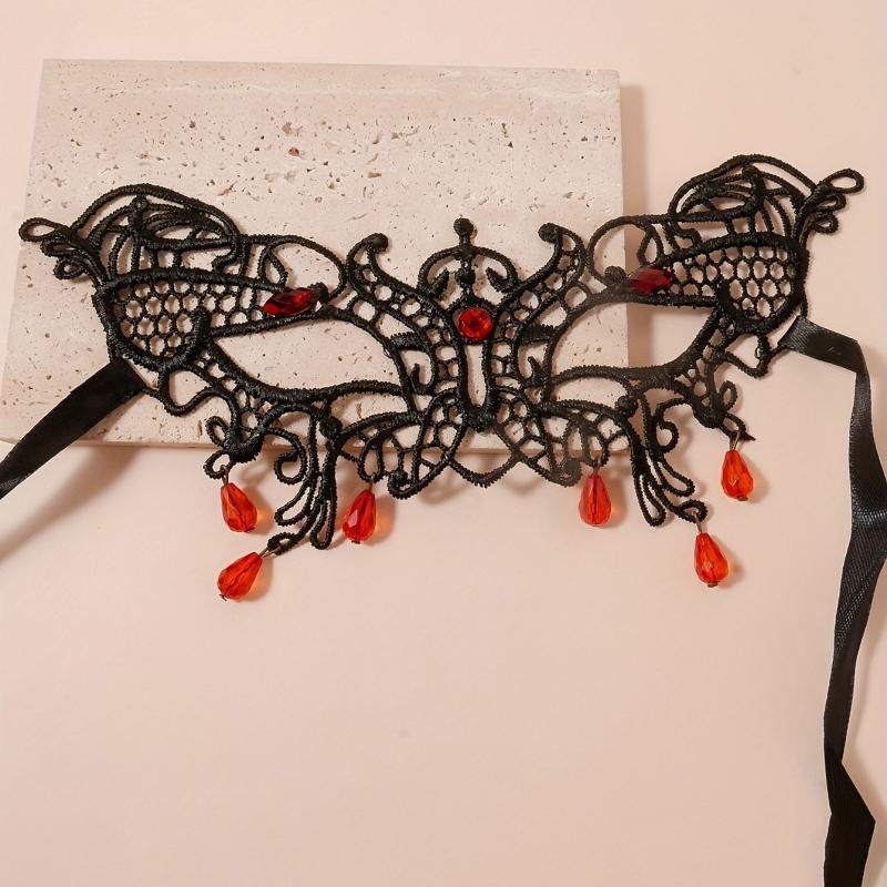 Lace Tassel Water Drop Pendant Prom Mask for Halloween Party