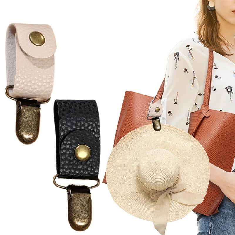 Women's Storage Clip PU Leather Straw Hat Clip Bag Pendant
