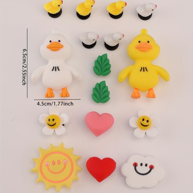 16pcs Cartoon Doll Shoe Buckle Resin Leaf Flower Charm Decoration