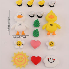 16pcs Cartoon Doll Shoe Buckle Resin Leaf Flower Charm Decoration