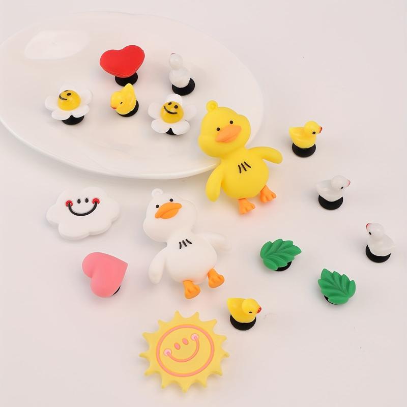 16pcs Cartoon Doll Shoe Buckle Resin Leaf Flower Charm Decoration