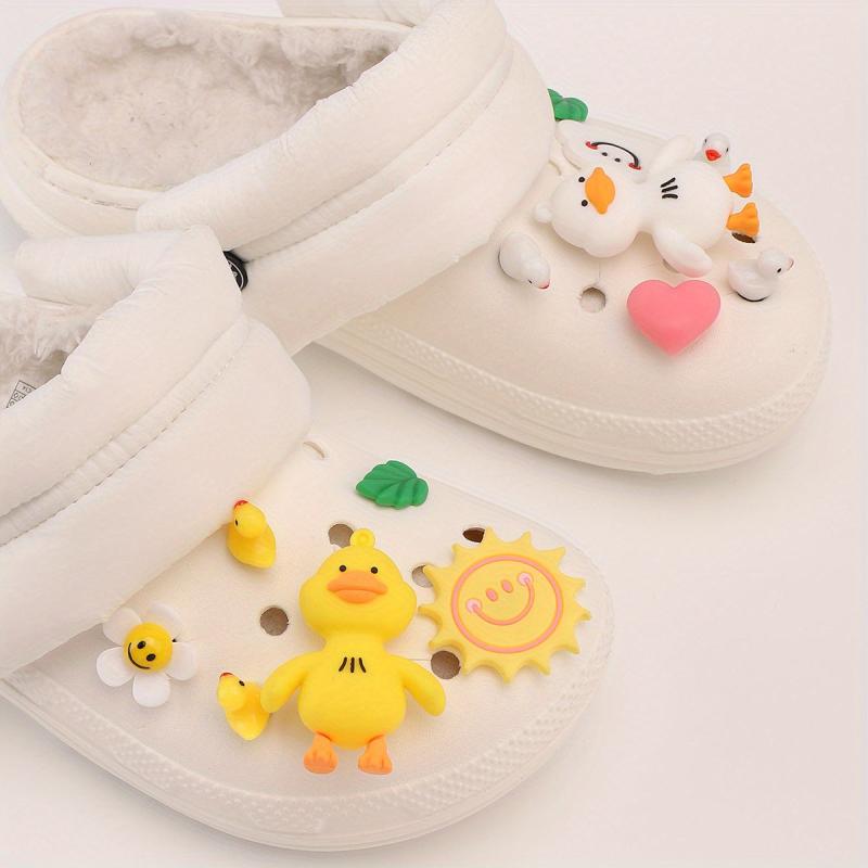 16pcs Cartoon Doll Shoe Buckle Resin Leaf Flower Charm Decoration