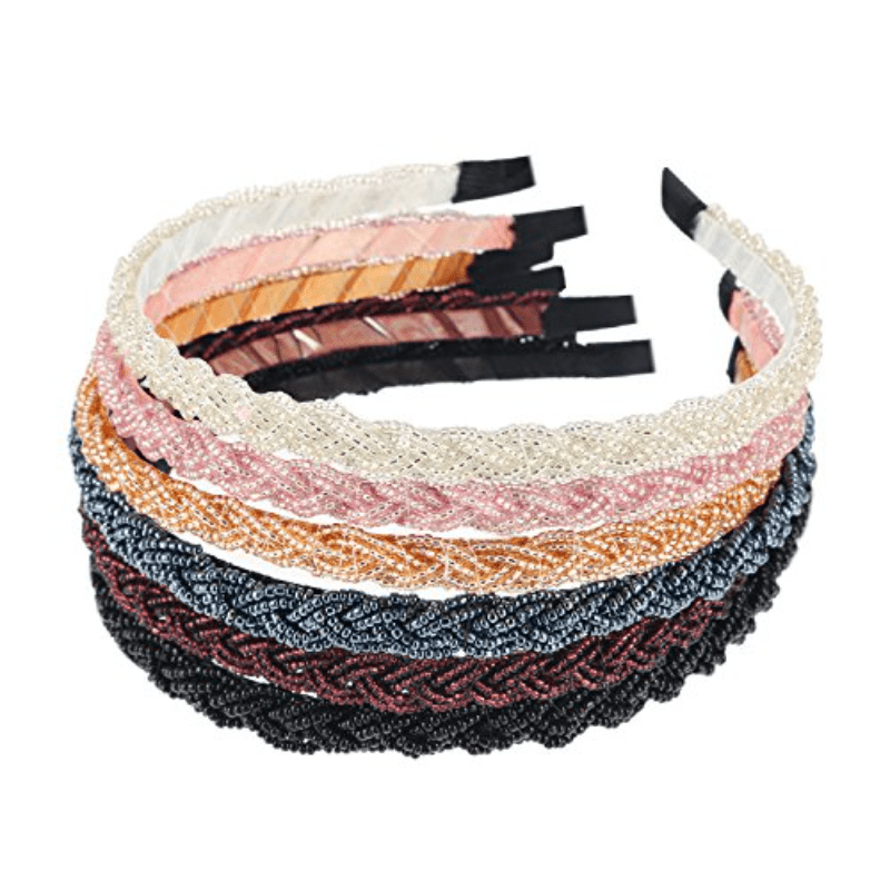 6 Beaded Decor Headband Hair Hoop Non-slip Hairbands for Daily Decoration