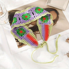 Boho Style Knitted Headband Flower Crochet Hair Band