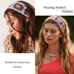 Boho Style Knitted Headband Flower Crochet Hair Band