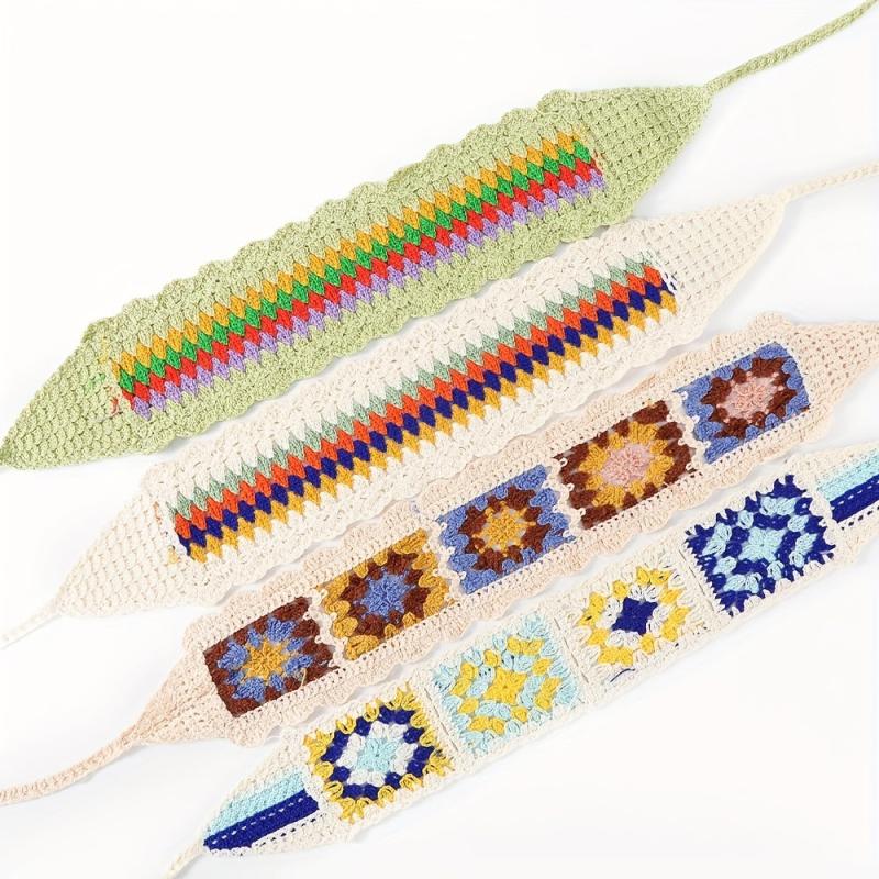 Boho Style Knitted Headband Flower Crochet Hair Band