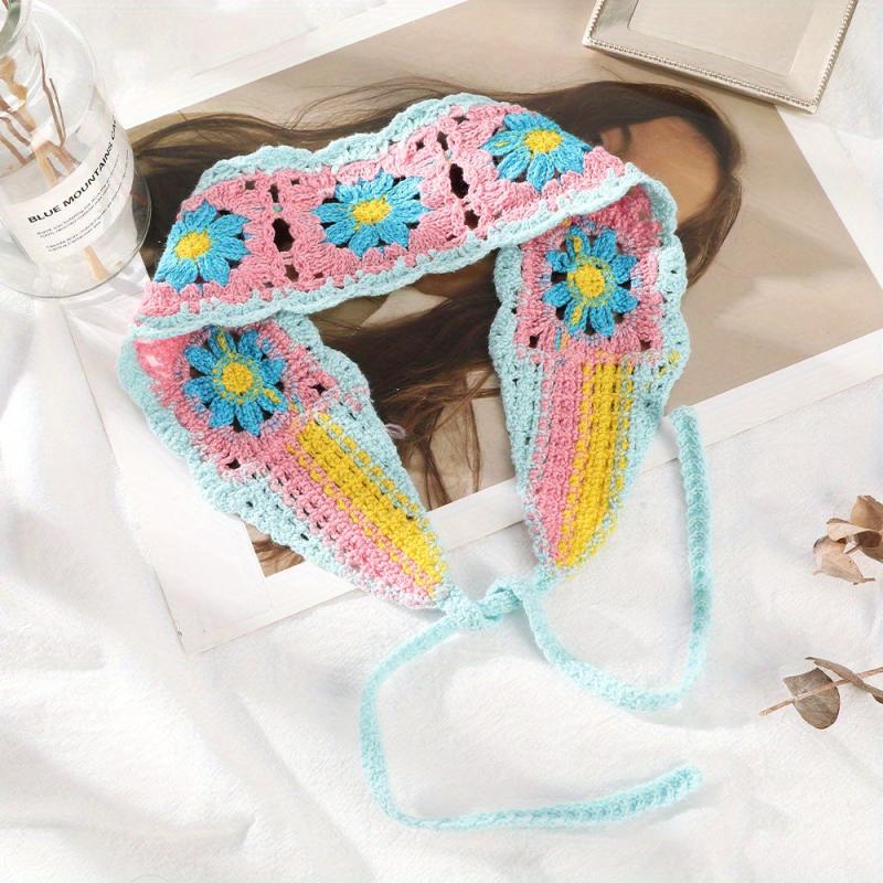 Boho Style Knitted Headband Flower Crochet Hair Band