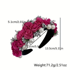 Pearl Decor Flower Headband Hair Band for Party Costume