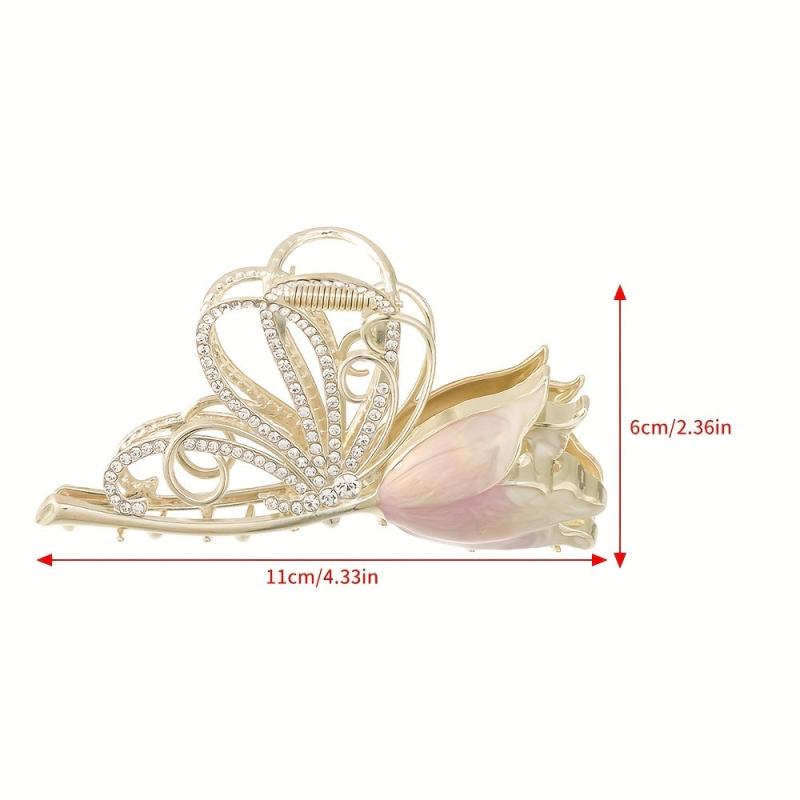 Tulip Alloy Hair Clip Rhinestone Shark Claw Hair Accessories