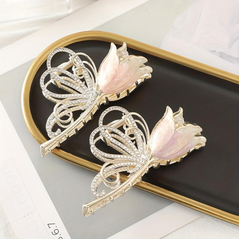 Tulip Alloy Hair Clip Rhinestone Shark Claw Hair Accessories