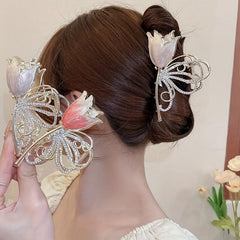 Tulip Alloy Hair Clip Rhinestone Shark Claw Hair Accessories