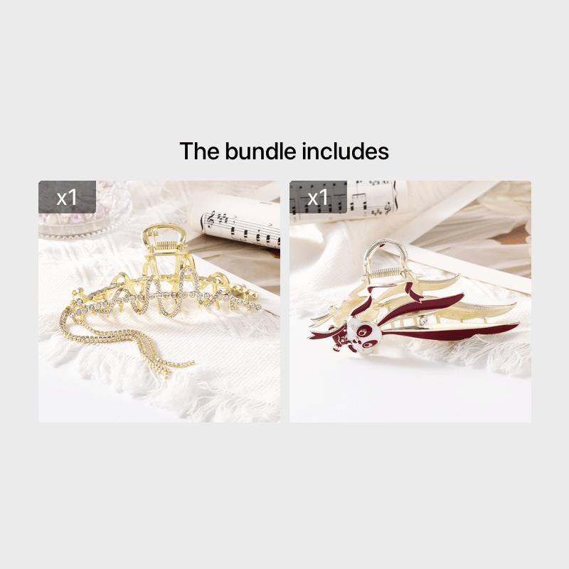 Red Rabbit Hair Claw Rhinestone Tassel Hairpin Girls Hair Accessories