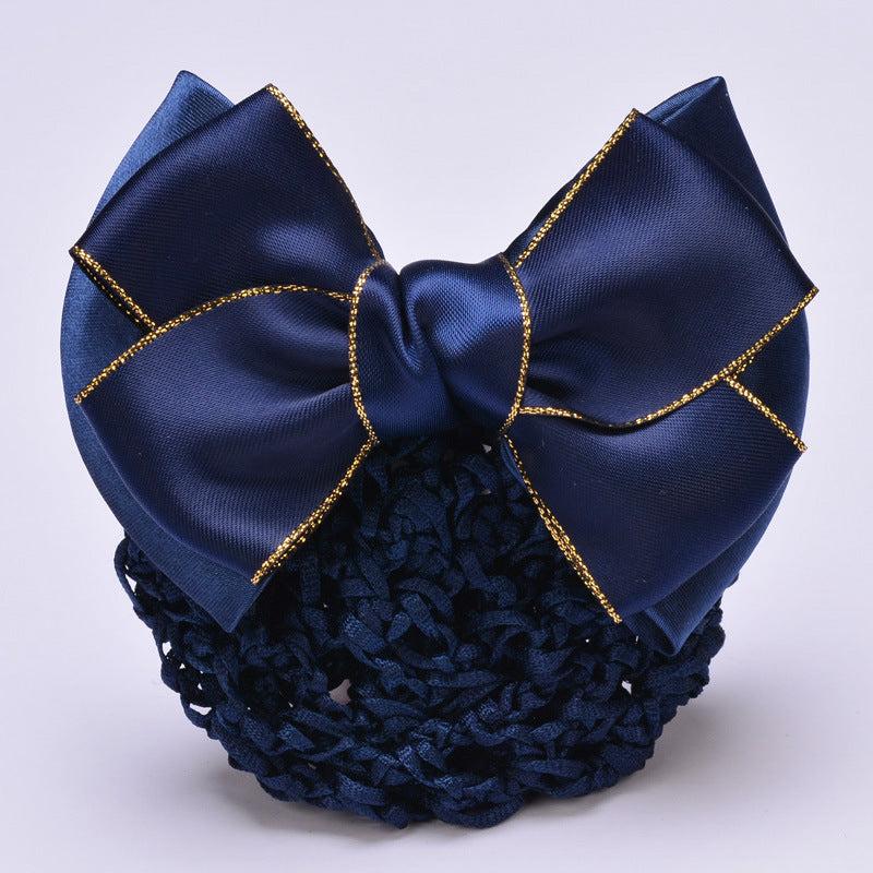 Bowknot Bun Cover Barrettes Net Snood Hairnet Bow Decor Hair Clip