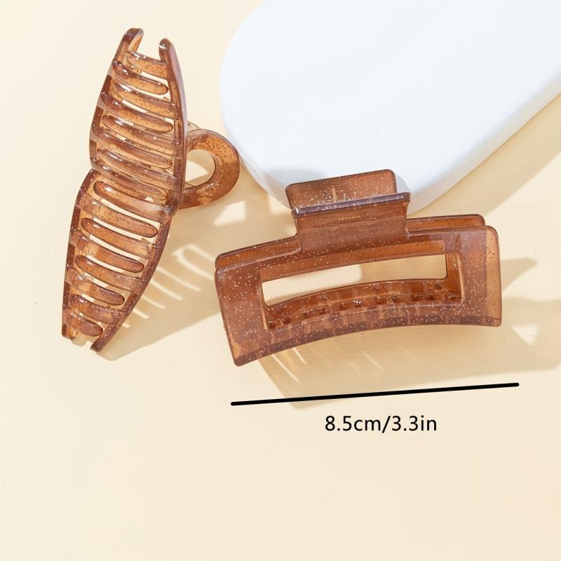 2pcs Medium Plastic Hair Claw Strong Hold Grip Hair Clip For Thick Hair