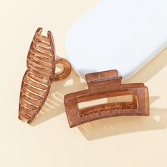 2pcs Medium Plastic Hair Claw Strong Hold Grip Hair Clip For Thick Hair