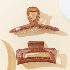 2pcs Medium Plastic Hair Claw Strong Hold Grip Hair Clip For Thick Hair