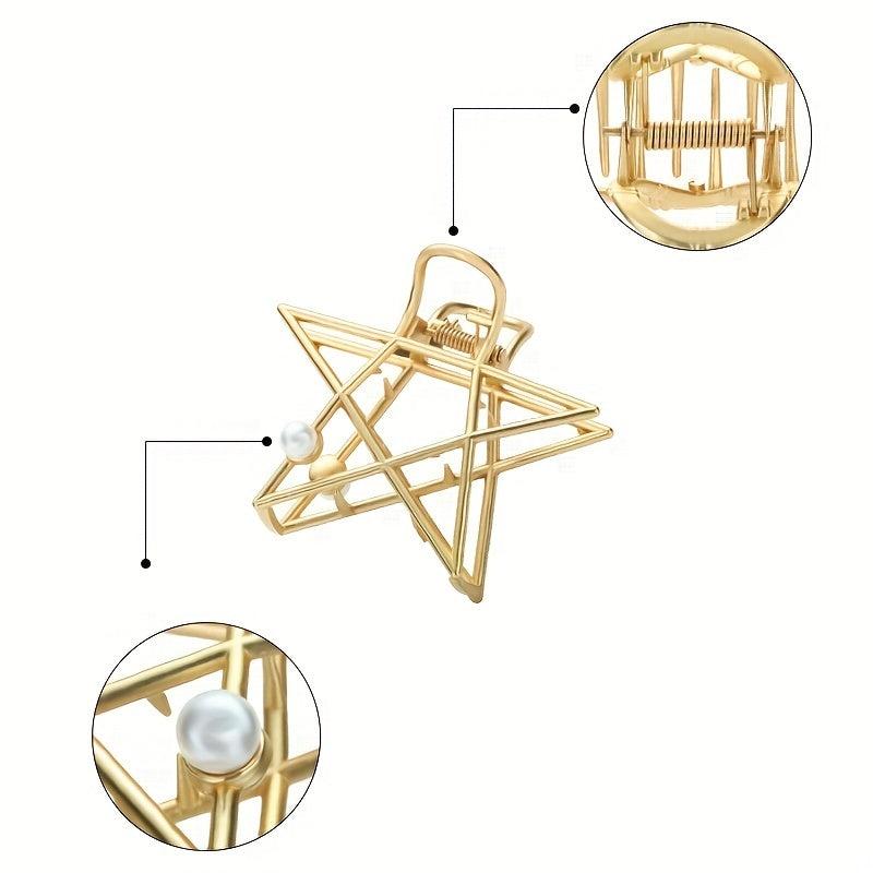Star Shaped Hair Claw Metal Shark Clip for Ponytail