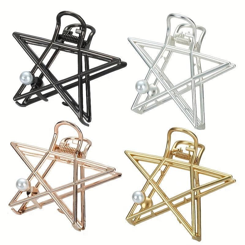Star Shaped Hair Claw Metal Shark Clip for Ponytail