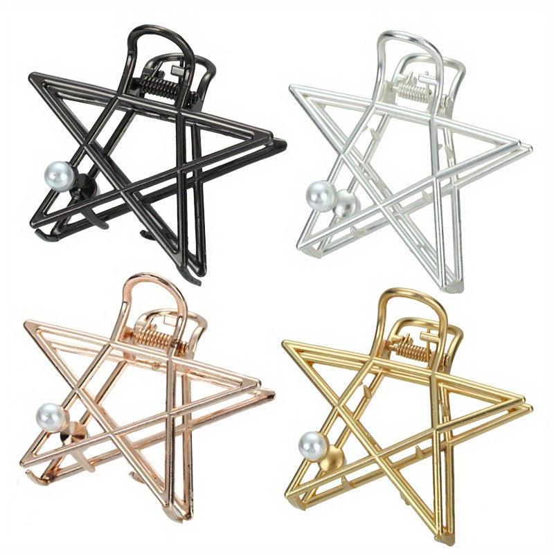 Star Shaped Hair Claw Metal Shark Clip for Ponytail
