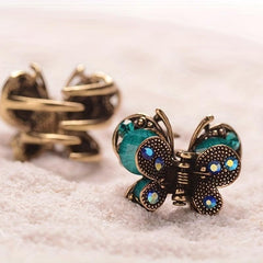 Vintage Rhinestone Hair Clip, Butterfly Shape, Small Claw Clip for Women