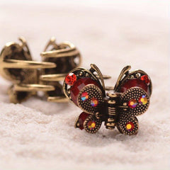 Vintage Rhinestone Hair Clip, Butterfly Shape, Small Claw Clip for Women