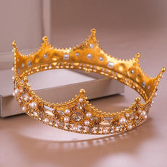 Vintage Crowns Women Birthday Princess Queen Tiara Topper Baroque Hair Accessori