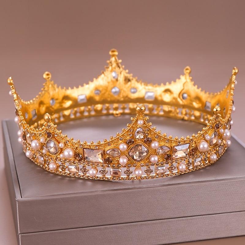Vintage Crowns Women Birthday Princess Queen Tiara Topper Baroque Hair Accessori