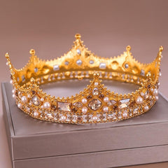 Vintage Crowns Women Birthday Princess Queen Tiara Topper Baroque Hair Accessori