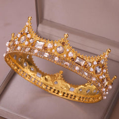 Vintage Crowns Women Birthday Princess Queen Tiara Topper Baroque Hair Accessori