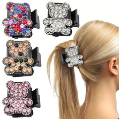 Y2K Colorful Rhinestone Bear Hair Claw Rectangle Hair Clow Clip For Women Girls
