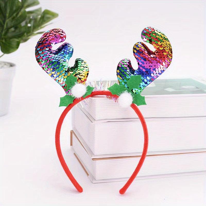 Sequin Elk Horn Head Hoop Christmas Party Accessories Glitter Headband