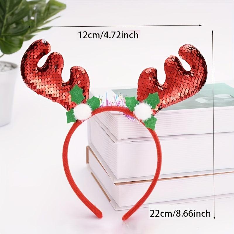 Sequin Elk Horn Head Hoop Christmas Party Accessories Glitter Headband