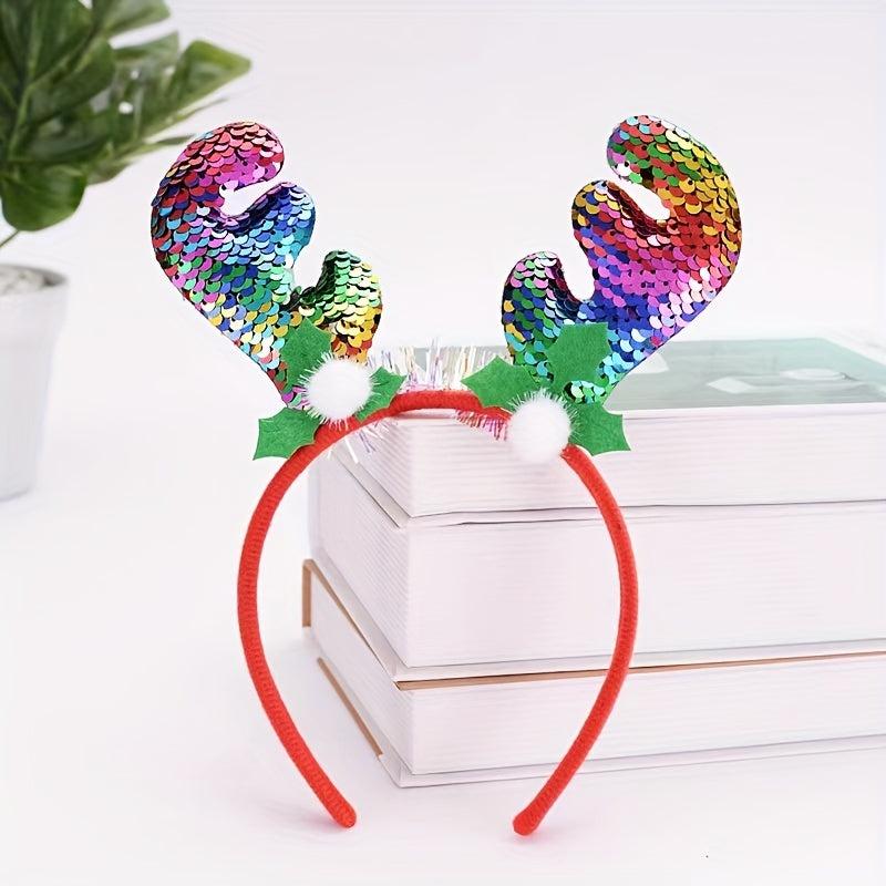 Sequin Elk Horn Head Hoop Christmas Party Accessories Glitter Headband