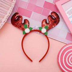 Sequin Elk Horn Head Hoop Christmas Party Accessories Glitter Headband