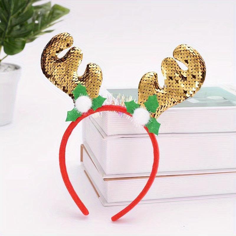 Sequin Elk Horn Head Hoop Christmas Party Accessories Glitter Headband