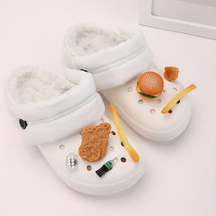 10pcs Cartoon Food Shoe Charms Set Hamburger Chicken Fries DIY Pack Accessories