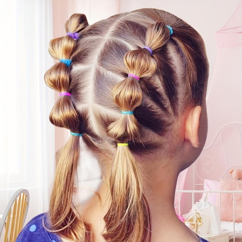 1000pcs Colorful Hair Elastics Set with Hair Loop Styling Tool